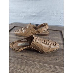 Partners Mervvns Women's Tan Leather Slingback Brazilian Mules Size 6.5